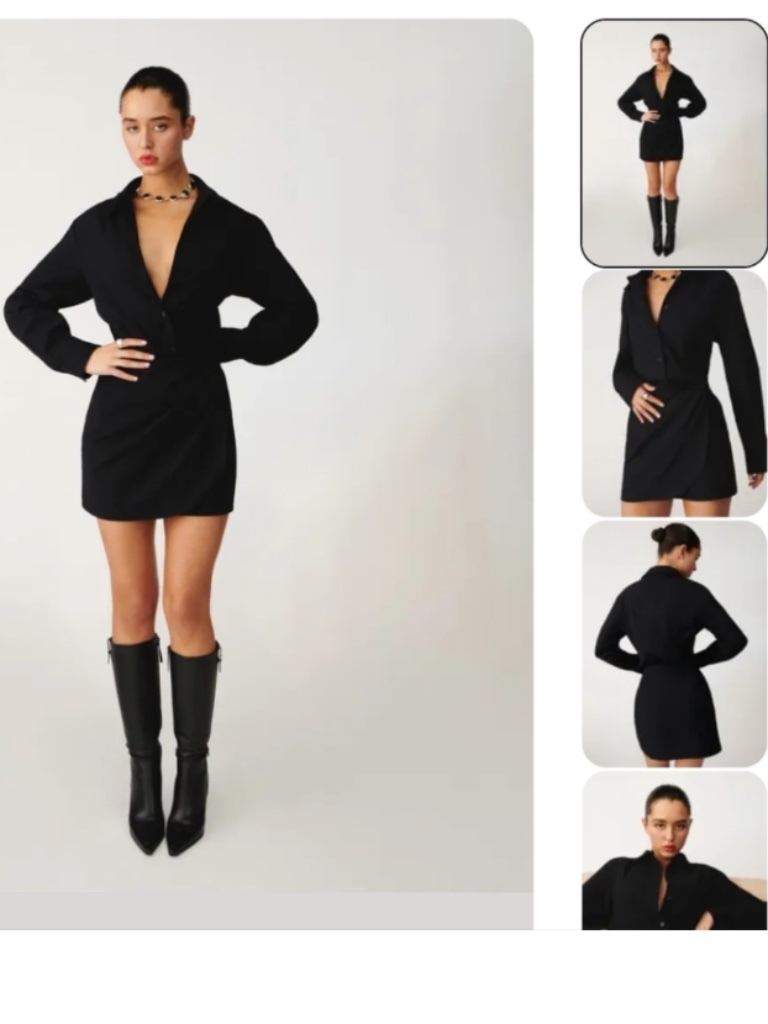 Reformation Weston Shirt Dress In Black Cotton, Size 8